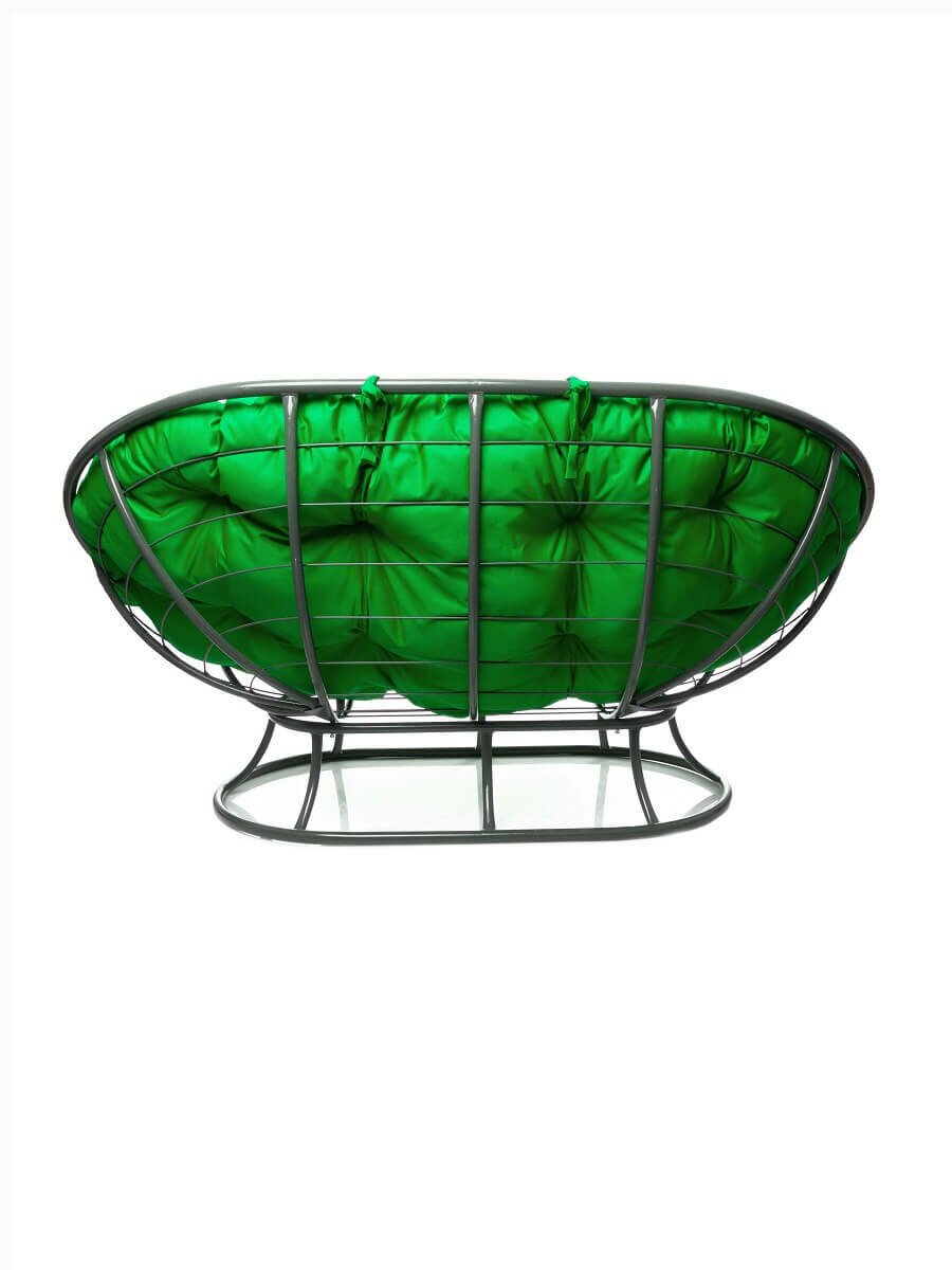 Садовый диван "Мамасан" без ротанга серое с зеленой подушкой M-Group - фотография № 2