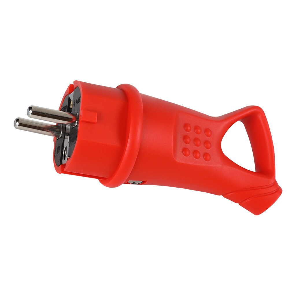 Вилка Smartbuy угловая с кольцом каучуковая 230В, 2P+PE, 16A, IP44 (SBE-16-P08-Rr), красный