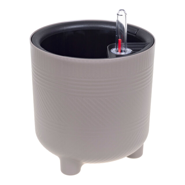 фото кашпо Шэнк d150мм 2л серое с вставкой и с автополивом