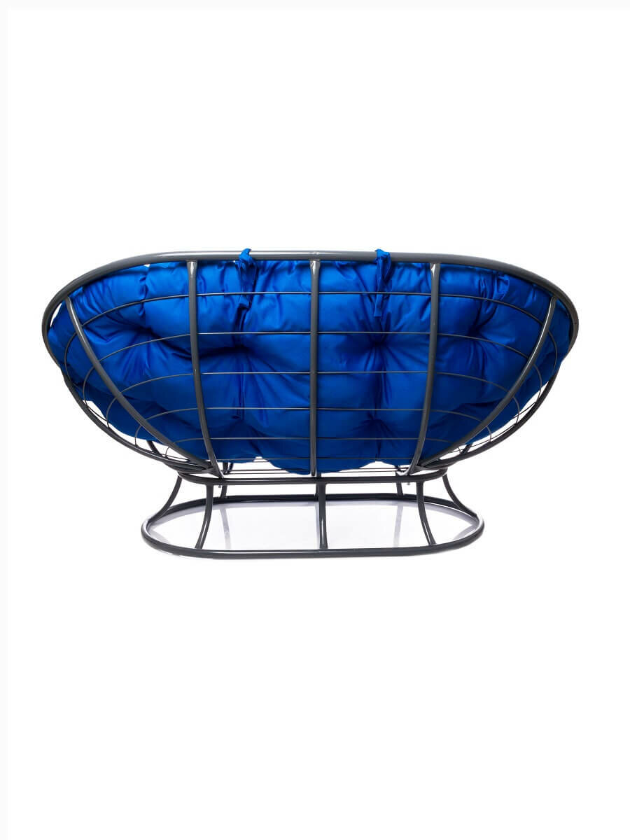 Садовый диван "Мамасан" без ротанга серое с синей подушкой M-Group - фотография № 4