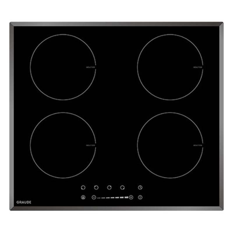 Индукционная варочная панель GRAUDE IK 60.1F, цвет панели черный, цвет рамки серебристый - фото №1