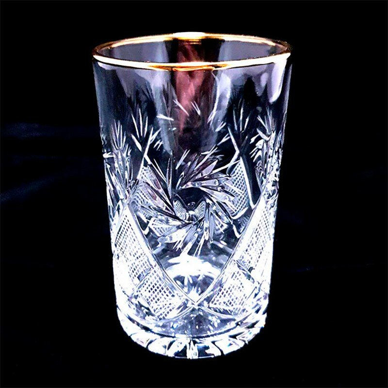 фото Стеклозавод Неман Хрустальный стакан для подстаканника "Солнце" с золотым ободком (250 мл, Неман)