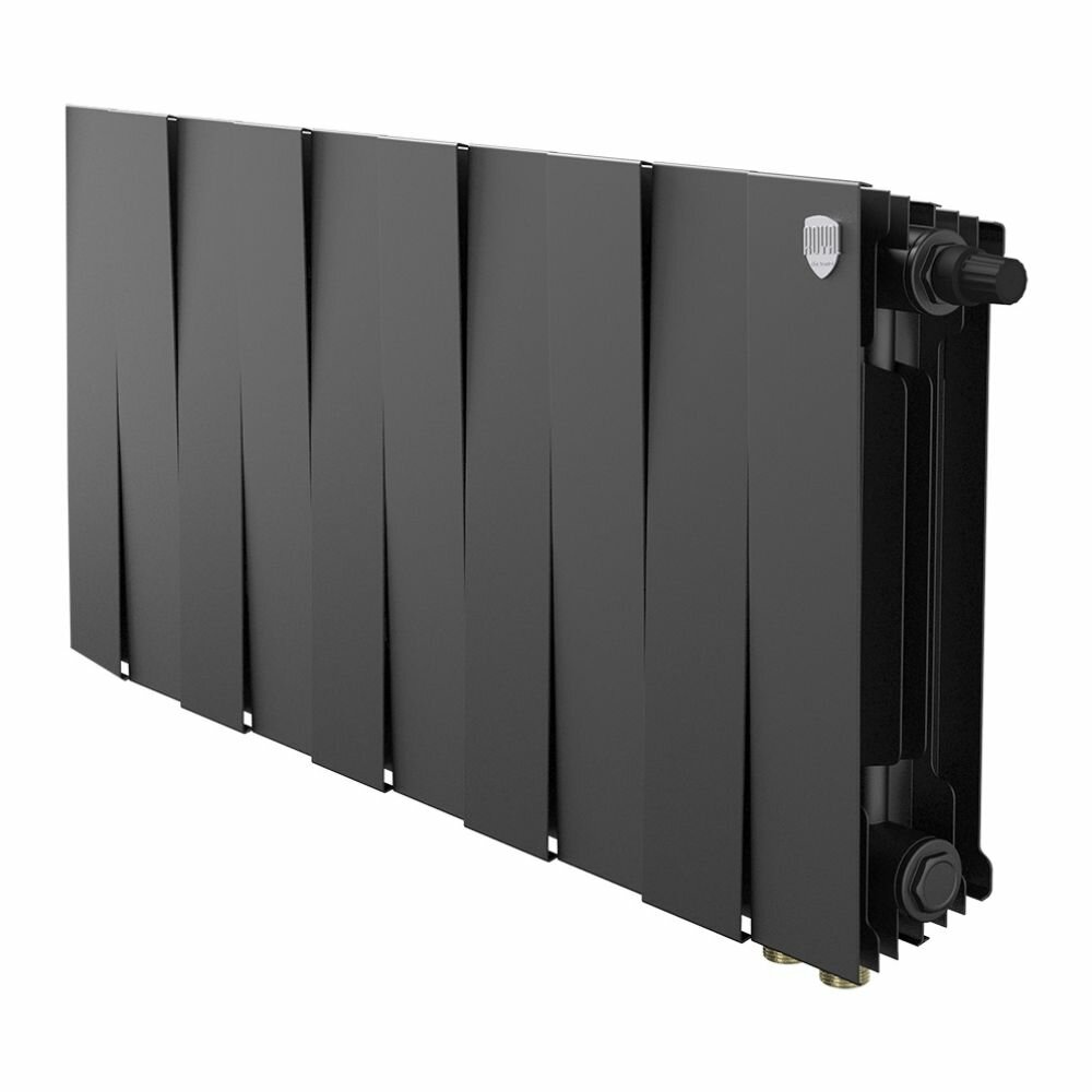 Биметаллический радиатор Royal Thermo PianoForte 300 Noir Sable 12 секции, нижнее правое подключение, цвет черный
