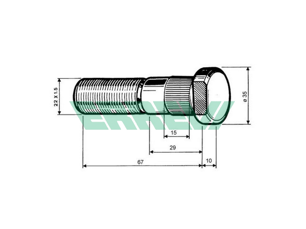 Болт колесный M22x1 5x66 77 SAF