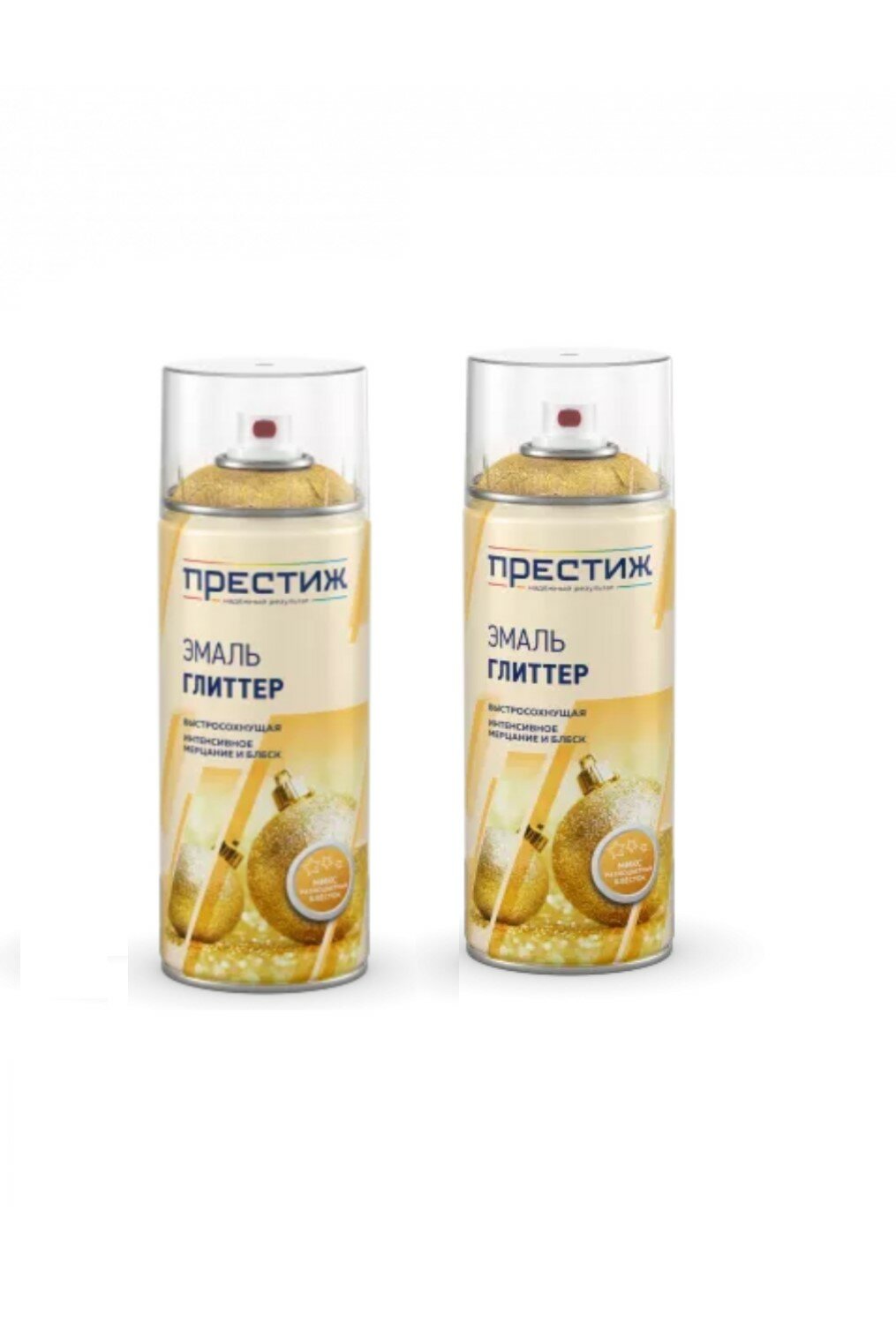 фото Престиж Эмаль глиттер аэрозольная, золотистая, 425 мл 2шт