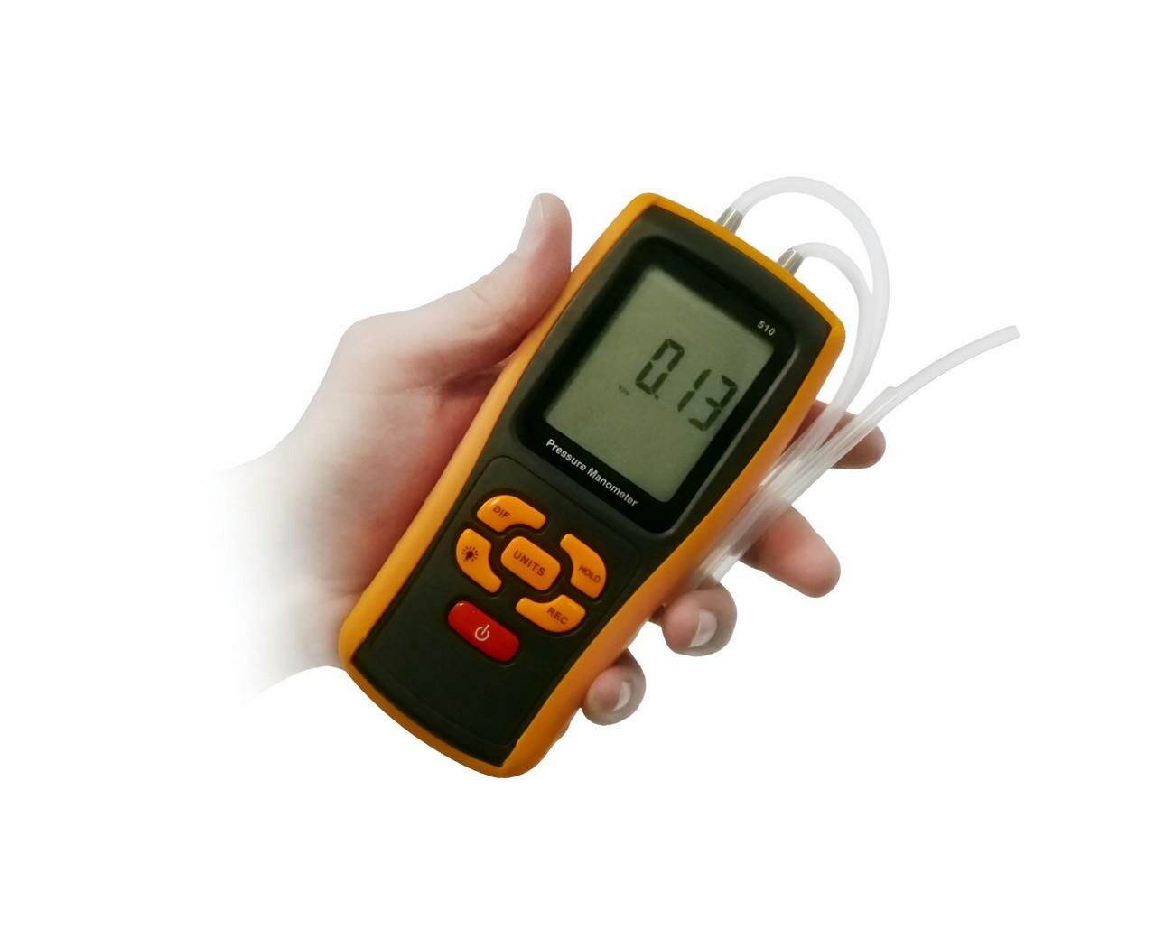 Цифровой портативный дифференциальный манометр HT-GM.510 (LCD) (W4582RU) для измерения разностного давления газовых сред (воздуха, воды)