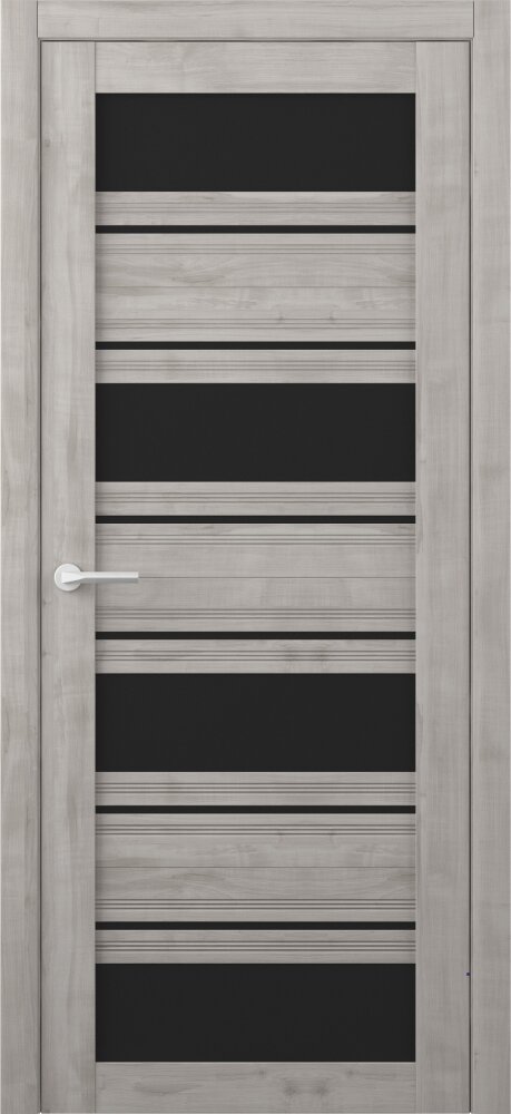 Межкомнатная дверь Albero Монтана покрытие Soft Touch / ПО Soft Графит Черное Стекло