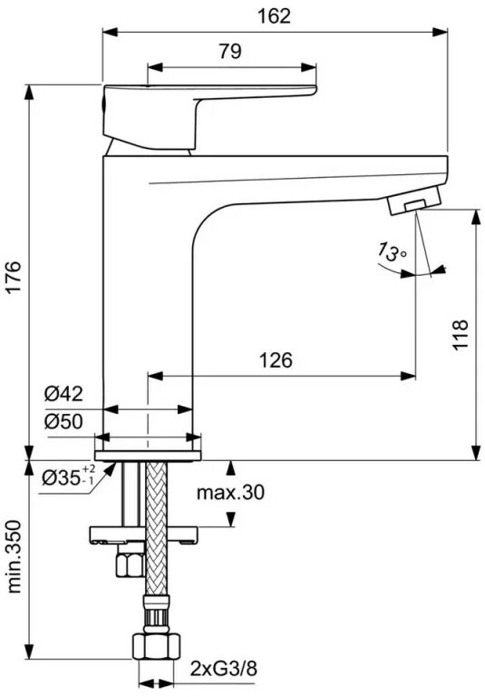 Смеситель для ванны Ideal STANDARD Cerafine О BC 554 AA рычажный