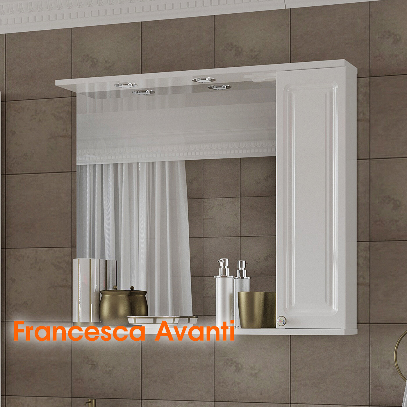Шкаф-зеркало Francesca Avanti Империя 80 правый белый