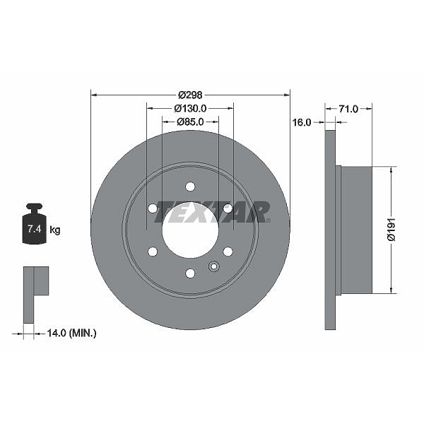 TEXTAR 93143303 (0155232100 / 08950911 / 08950914) диск тормозной с покрытием pro зад прав / лев (Комплект 2 штуки)