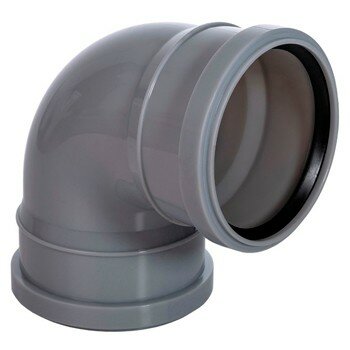 фото Отвод угол двухраструбный канализационный 110х90гр (серая)