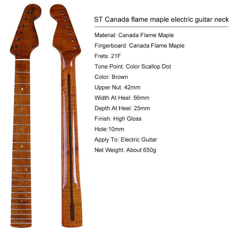Гриф для электрогитары Stratocaster, кленовый, 21 лад, Bestwood ST M17 High Gloss