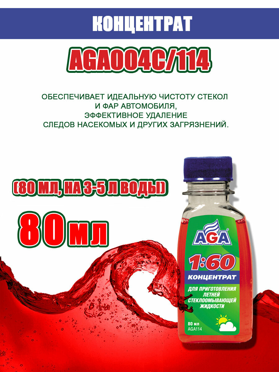 Концентрат летней стеклоомывающей жидкости AGA004C/114 80мл.