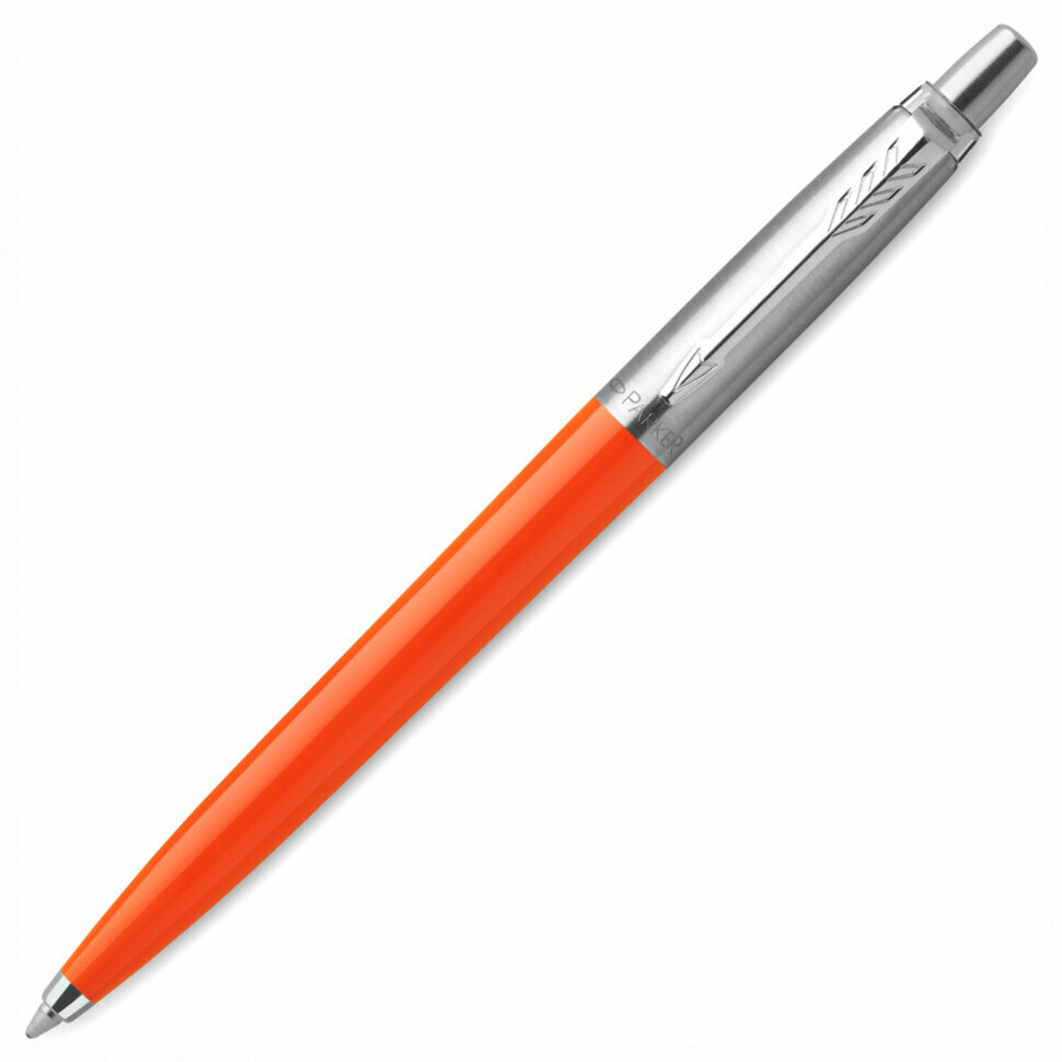 Ручка шариковая PARKER "Jotter Orig Orange", корпус оранжевый, детали хром, блистер, синяя, 2076054, 143860