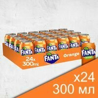 Fanta Orange, 0.3 л х 24 шт (Фанта Апельсин, Газированный напиток, ЖБ)