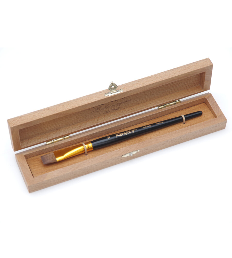 фото Подарочная кисть Roubloff из волоса колонка плоская 16 складной буковый пенал