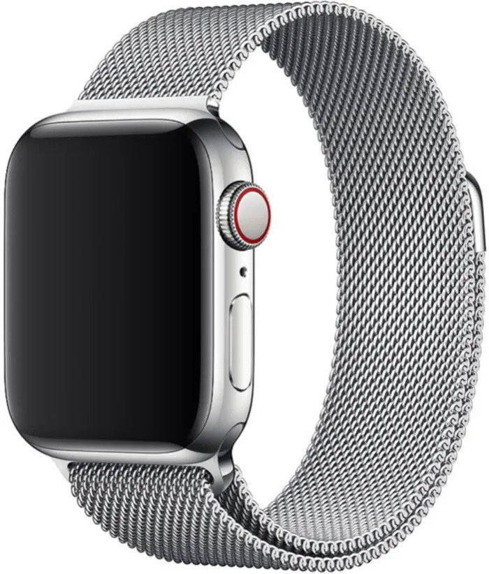 Ремешок миланская петля для Apple Watch 42-44-45 mm / Металлический браслет для смарт часов Эпл Вотч 42-45 мм, Серебро