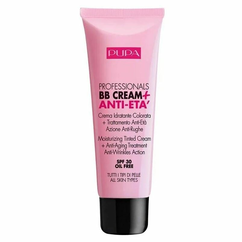 Тушь для ресниц Pupa Make Up Professionals BB Cream + Anti-Eta SPF 30, Тональный крем антивозрастной увлажняющий против морщин, 001