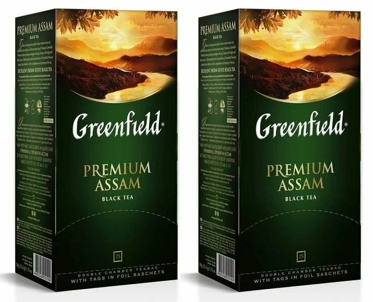 Чай черный Greenfield Premium Assam 25 пак - 2 штуки