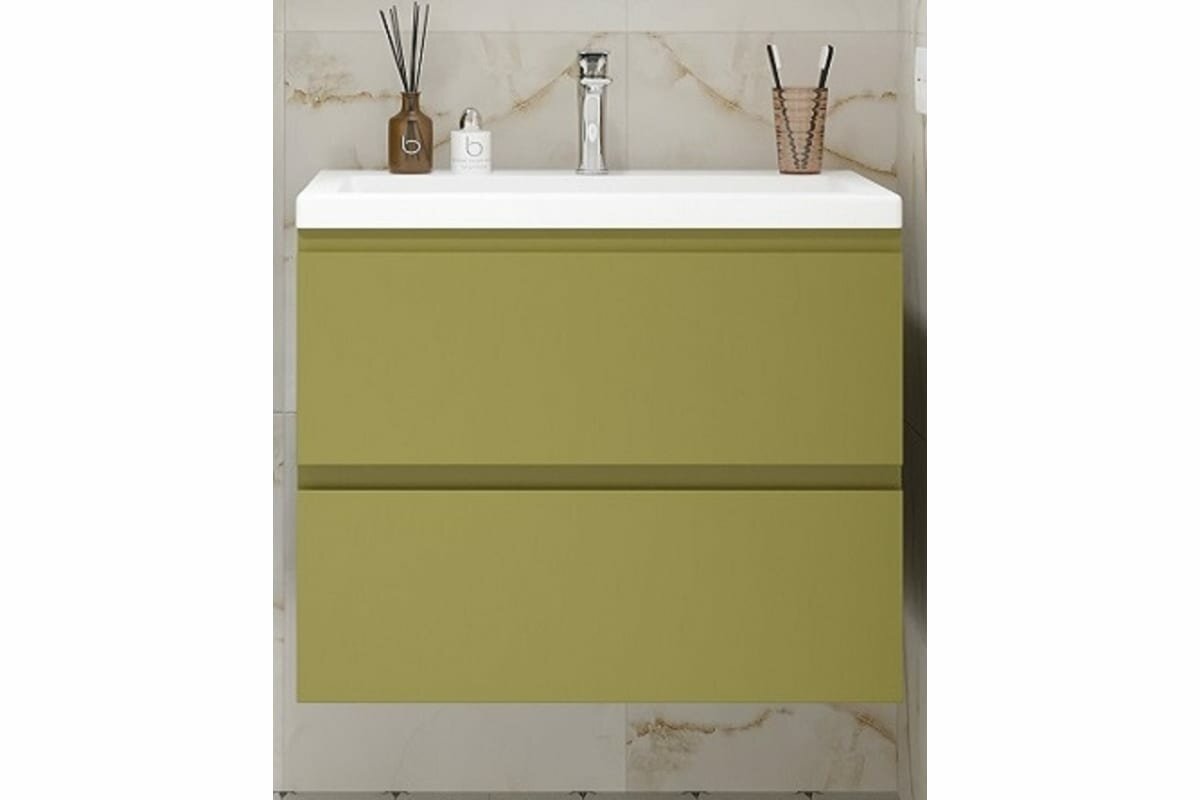 фото Тумба с раковиной Art&Max Bianchi 75 оливковая матовая