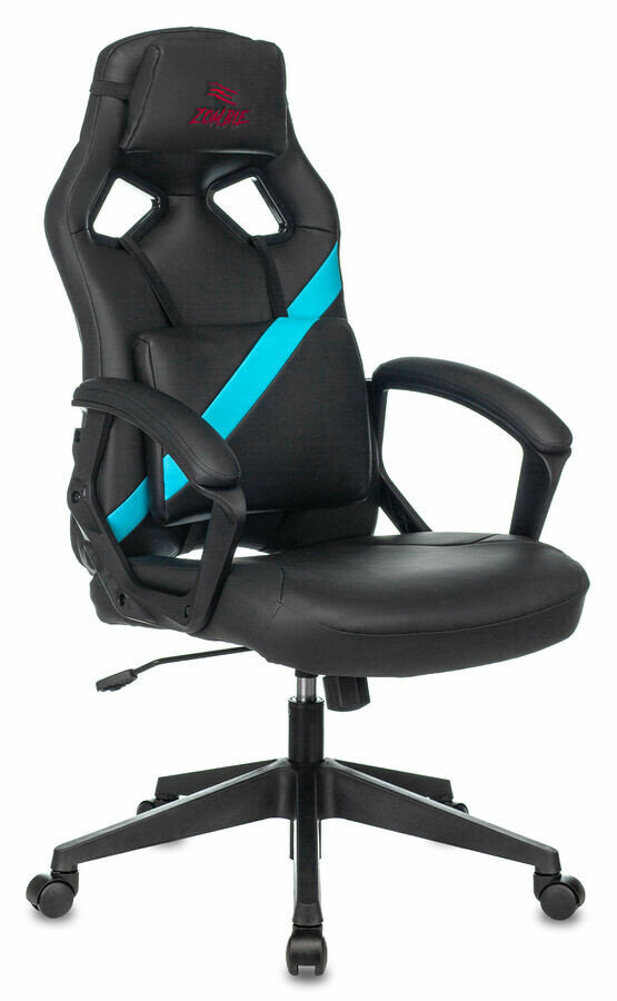 Кресло Zombie Driver эко.кожа черный/голубой