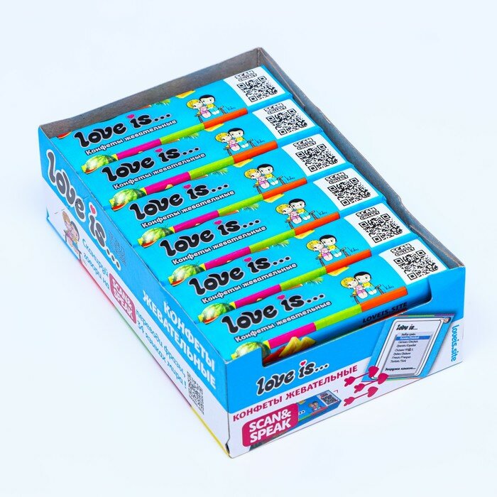 Жевательные конфеты LOVE IS Арбуз-тропик, 12*24*20г - фотография № 1