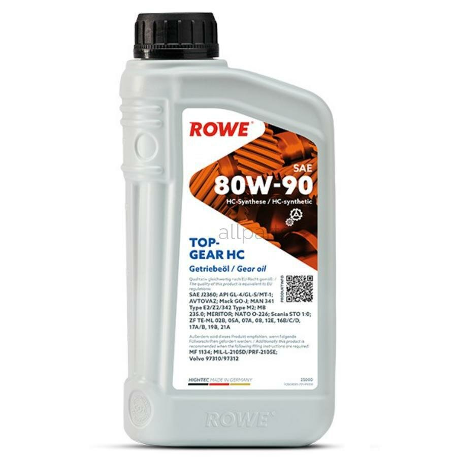 ROWE 25000-0010-99 Трансмиссионное масло HIGHTEC TOPGEAR SAE 80W-90 HC 1л.