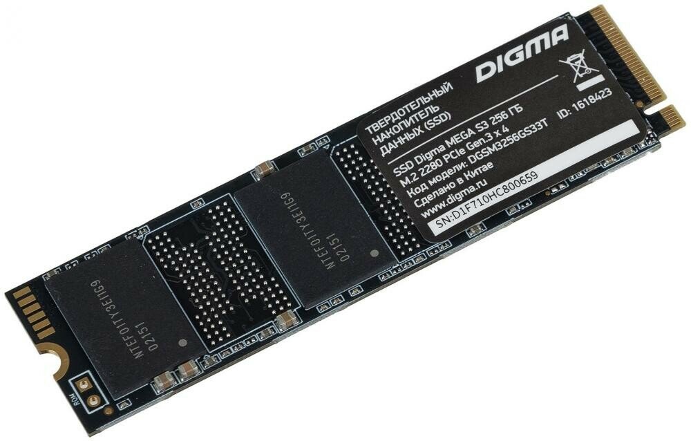 SSD накопитель Digma Mega M2 256ГБ M.2 2280 PCI-E 3.0 x4 NVMe (DGSM3256GM23T)