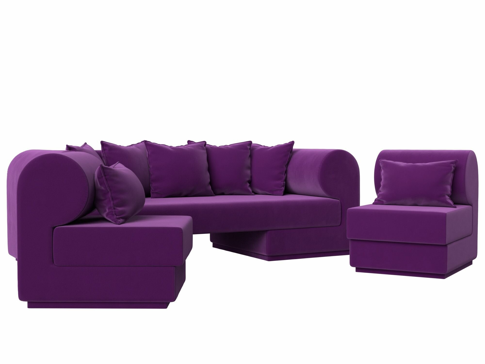 Набор Лига Диванов Кипр-3 (диван, 2 кресла) Микровельвет Фиолетовый