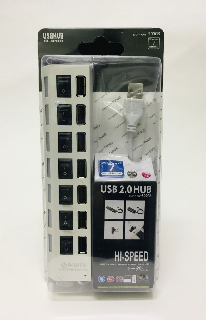 Хаб USB 2.0 Smartbuy с выключателями 7 портов СуперЭконом белый (SBHA-7207-W)