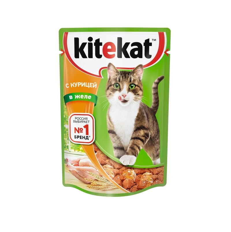 Kitekat влаж. корм для кошек Курица в желе 85г - фотография № 1