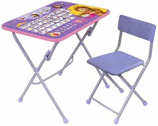 Набор детской мебели Nika "Маша и медведь", фиолетовый, складные стол и стул, мягкое сиденье (ММД3/А1)