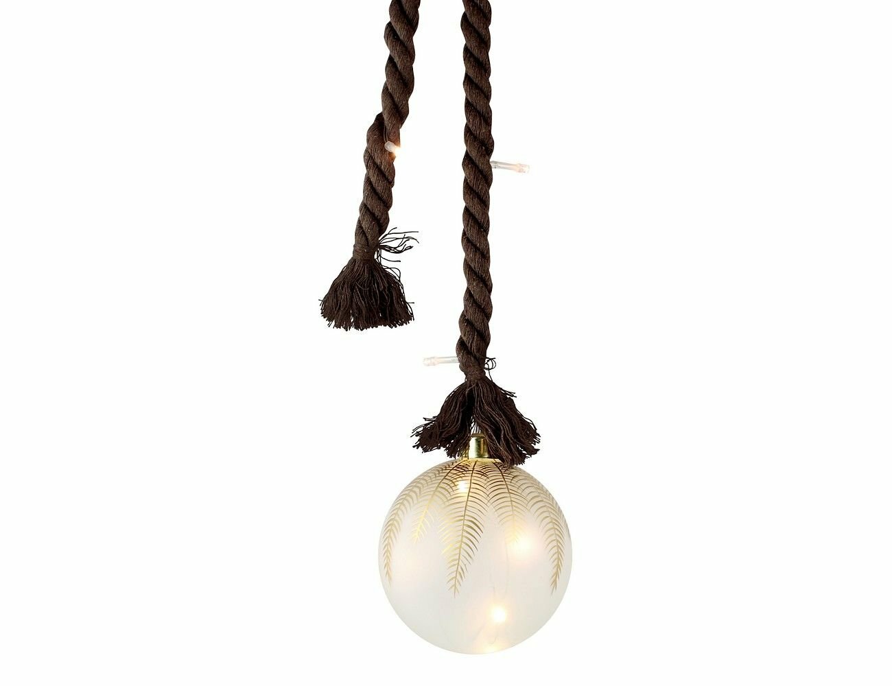 Светящийся шар на канатике палма Д'ОРО, стекло, 10 теплых белых микро LED-огней, 10 см, Peha Magic