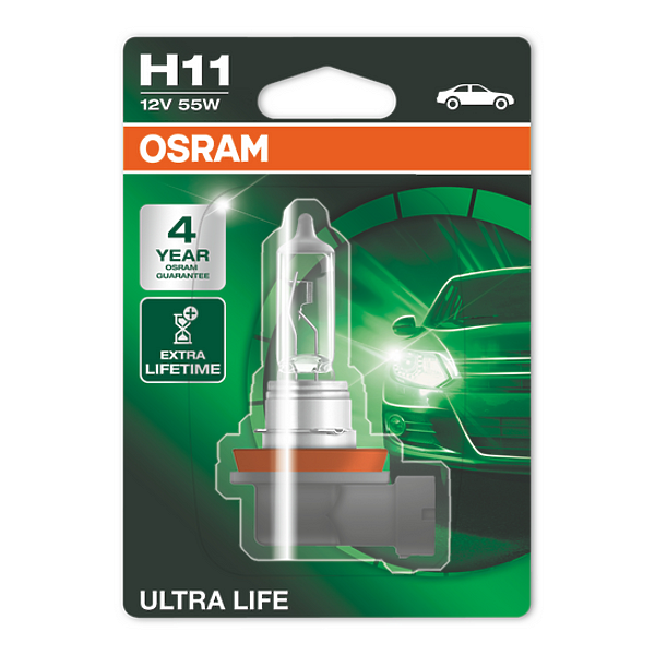 OSRAM 64211ULT (12362LLC1 / L11155 / L1115501) лампа h11 12v 55w ultra life pgj19-2, карт.1 шт.