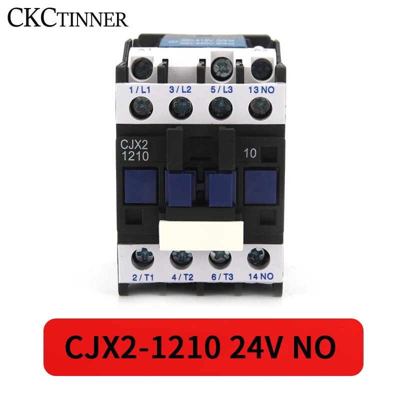 CJX2-1201/1210 50/60 Гц 12A контактор переменного тока с креплением на Din-рейку 3P + 1 без нормального открытого контактора 24-380 В