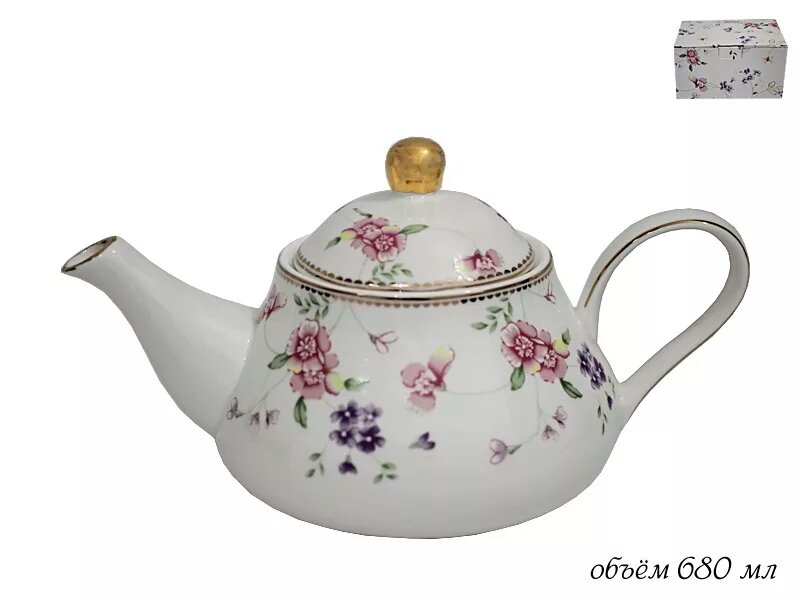 фото Чайник заварочный Lenardi Флоренс, фарфоровый, 680 мл