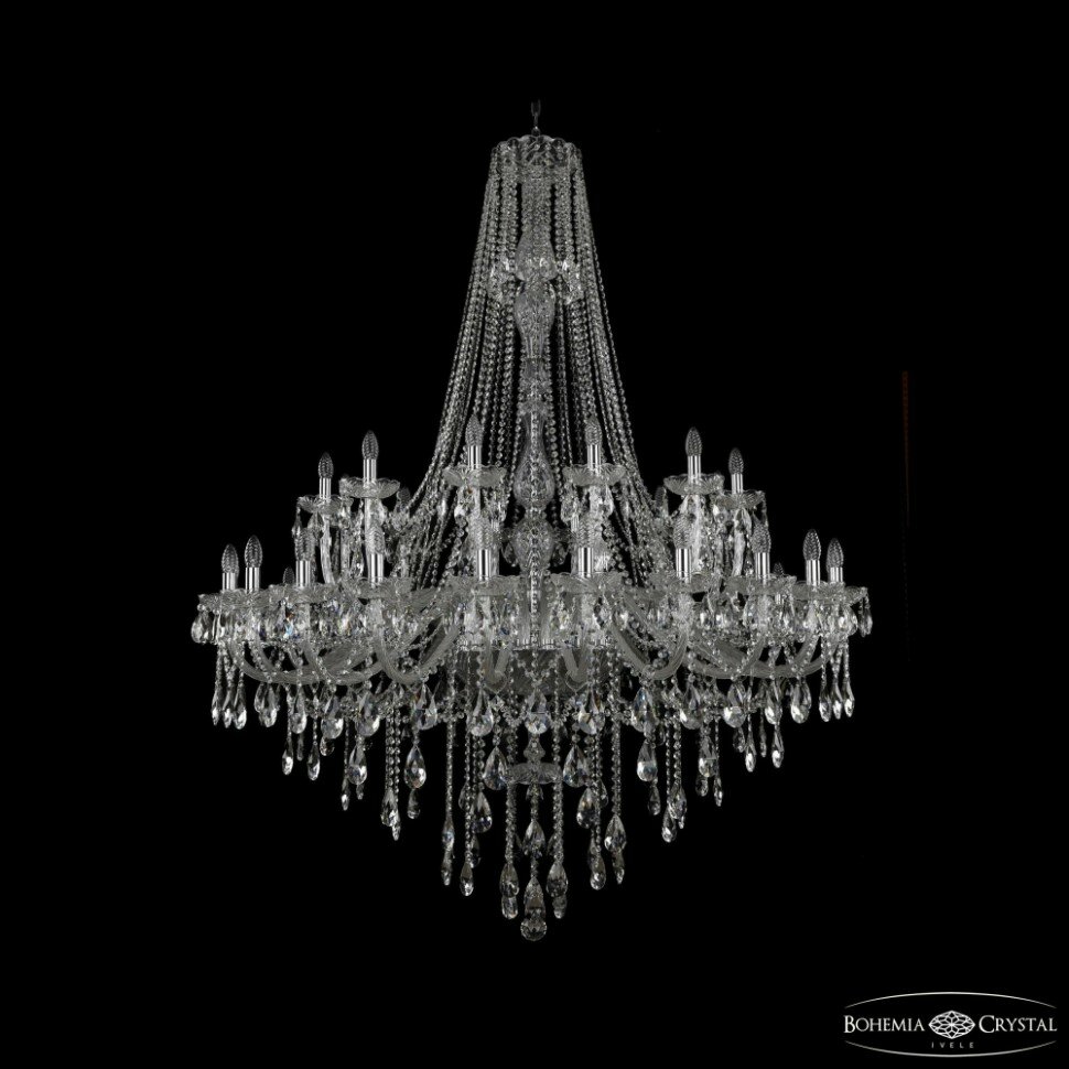 Люстра подвесная Bohemia Ivele Crystal 1415/24+12+6/530/h-187 Ni - фото №1
