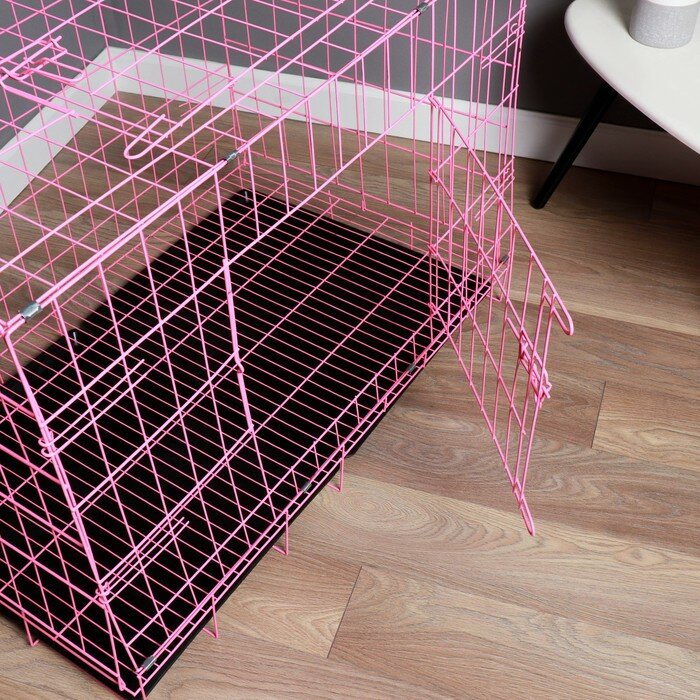 Пижон Клетка с люком для собак и кошек, 100 х 60 х 70 см, розовая - фотография № 3