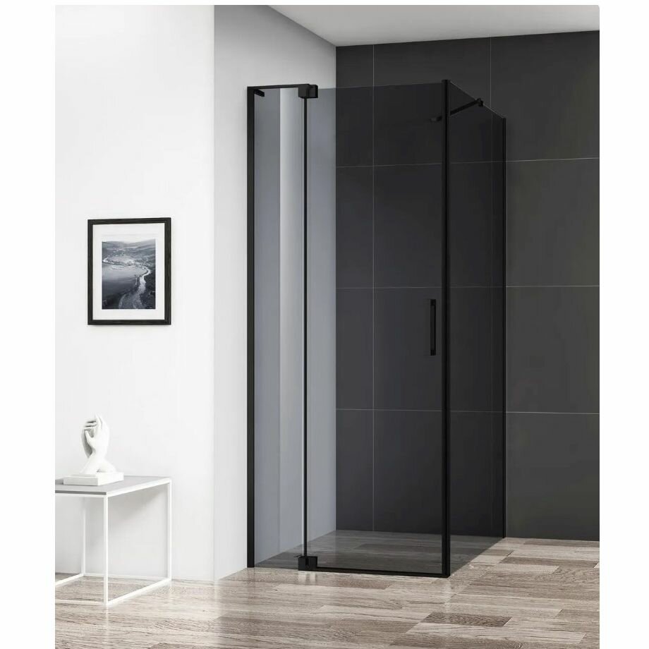 Душевой уголок Cezares Slider-AH-1-90-90/100-GRIGIO-NERO, цвет профиля чёрный матовый, стекло прозрачное 8 мм 100х195х90 см