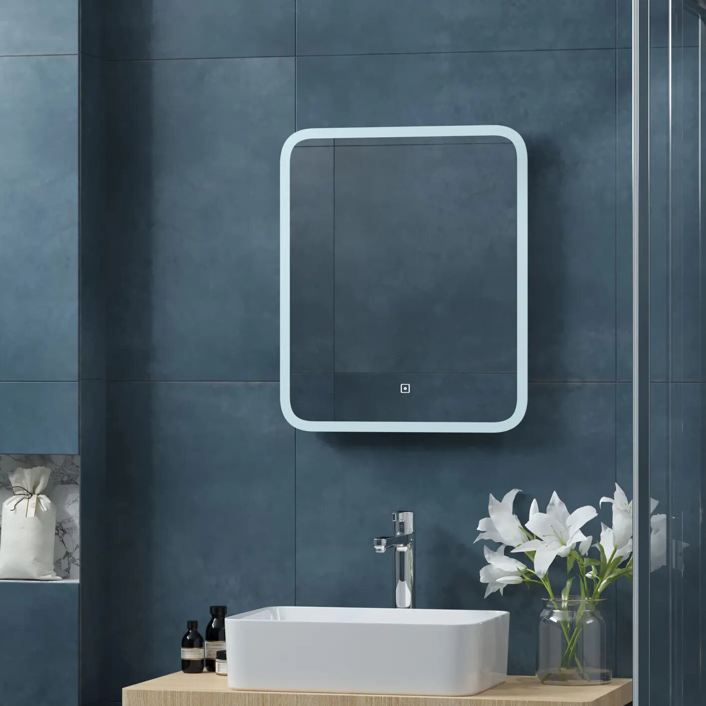 Зеркало для ванной Light Led с подсветкой 50x60 см цвет белый - фотография № 11