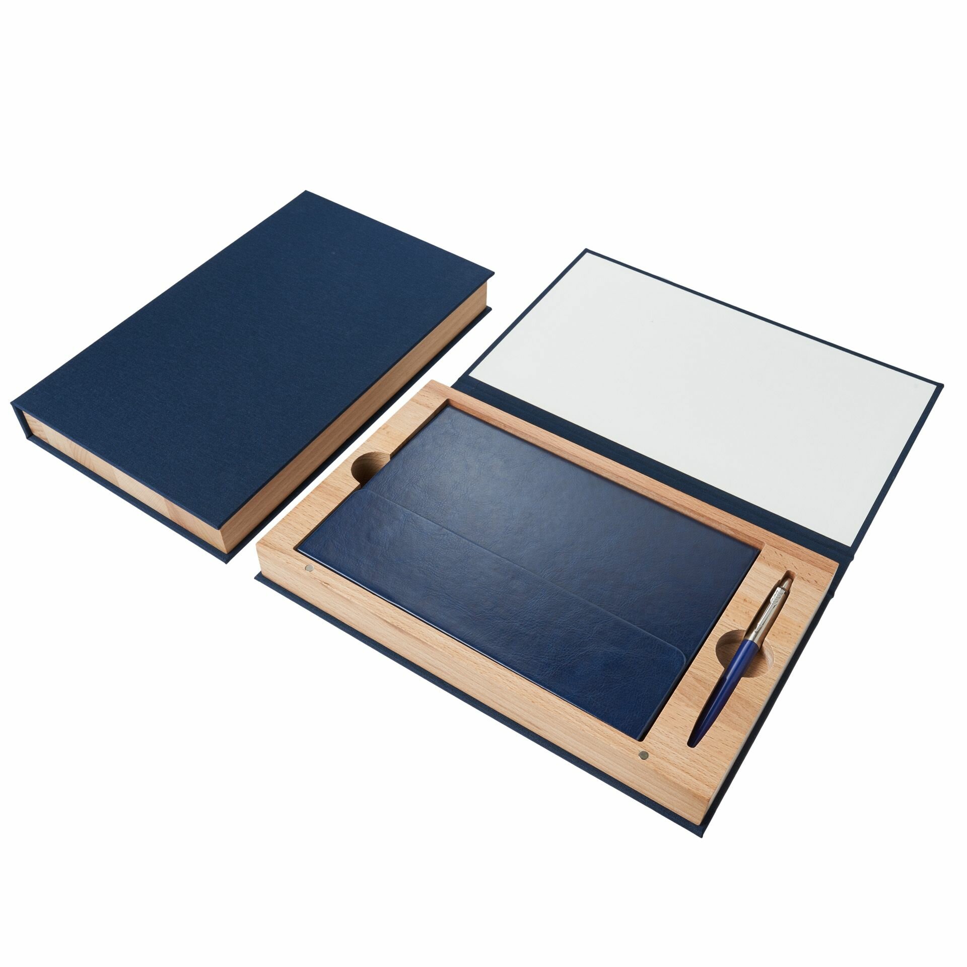 Подарочный набор. Коробочка с ежедневником GALANT Magnetic А5 и шариковой ручкой Parker Jotter Originals. Цвет синий.