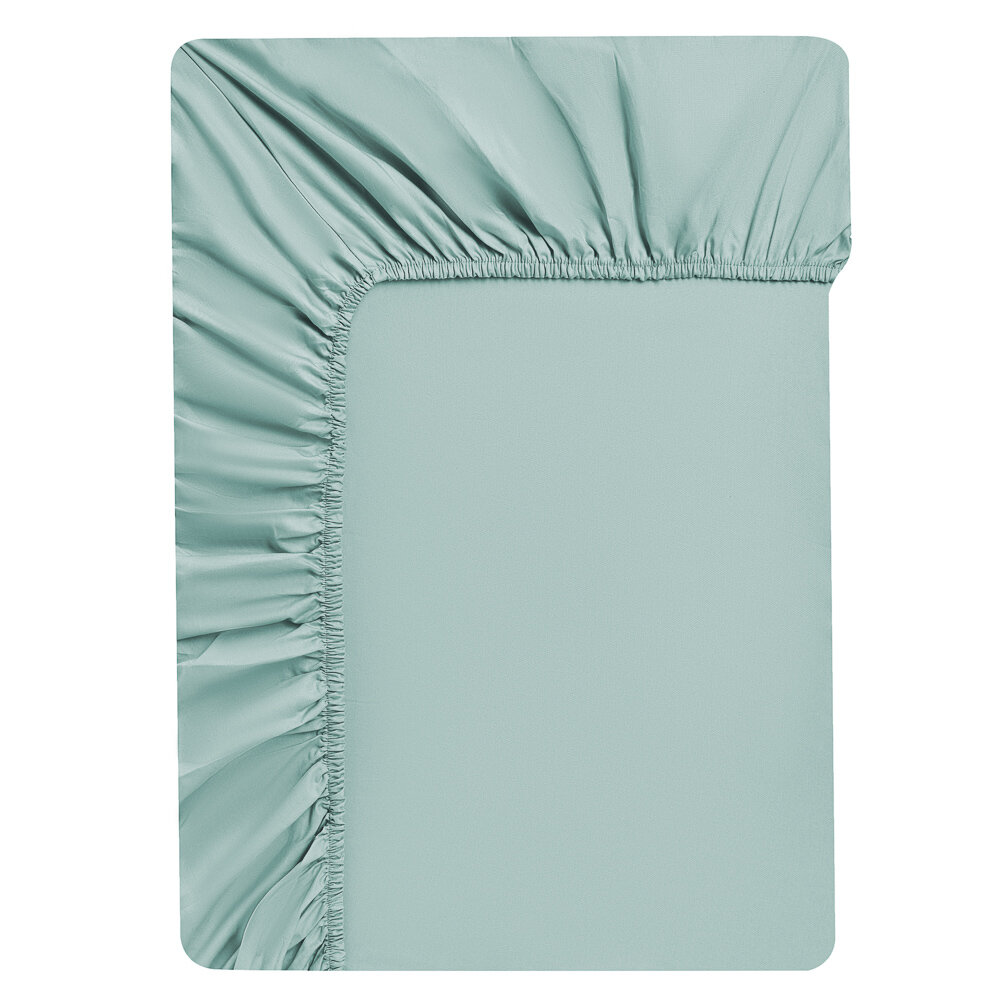 фото BY COLLECTION Простыня на резинке 140х200х25см, 100% хлопок, голубой