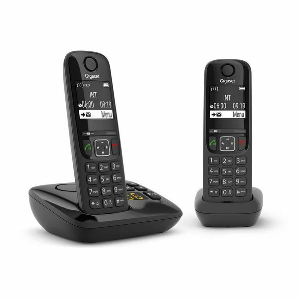 Радиотелефон DECT Gigaset AS690A DUO RUS Black (2 трубки в комплекте) чёрный