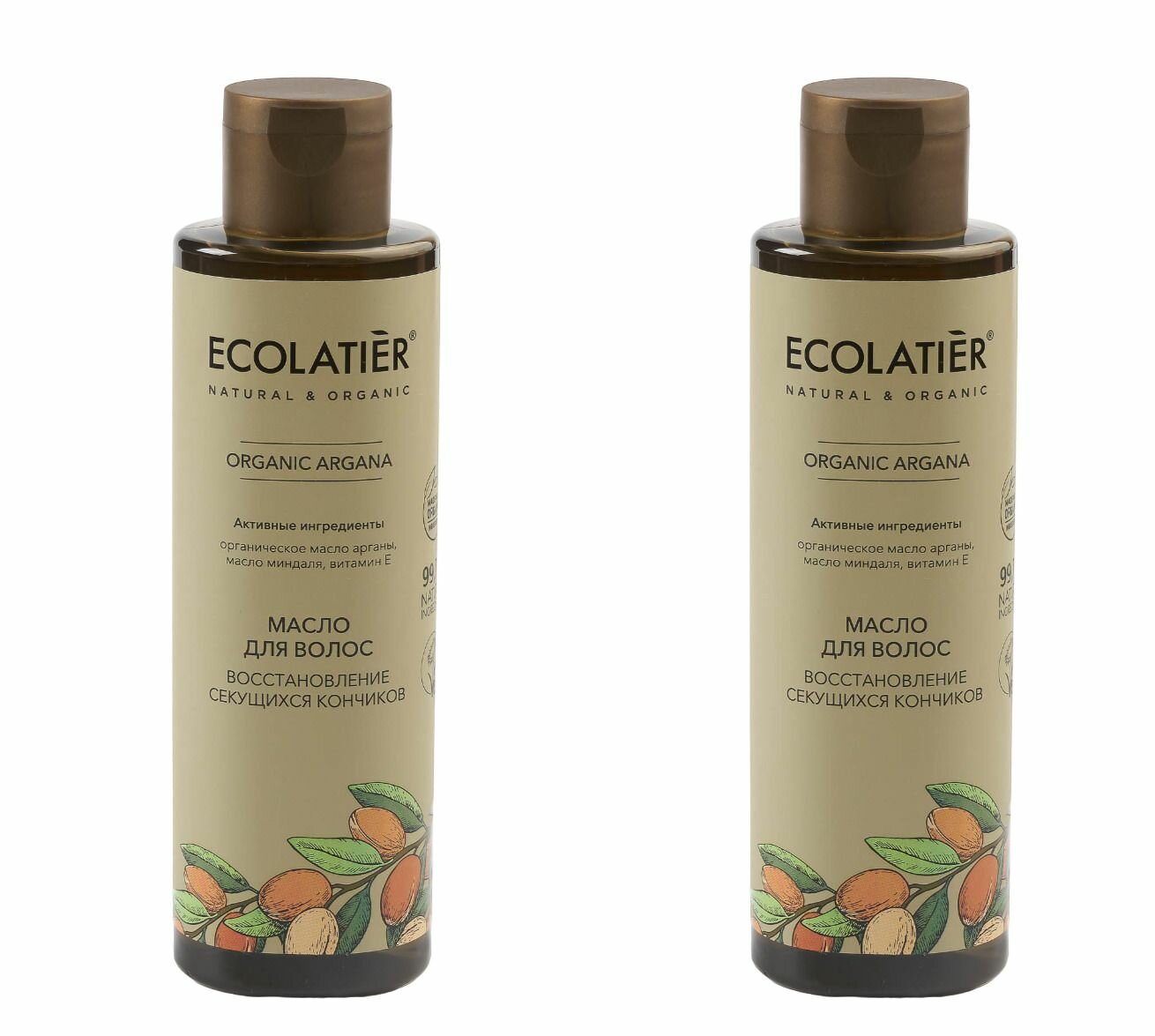 Ecolatier GREEN Масло для волос Organic Argana, Восстановление секущихся кончиков, 200 мл, 2 шт