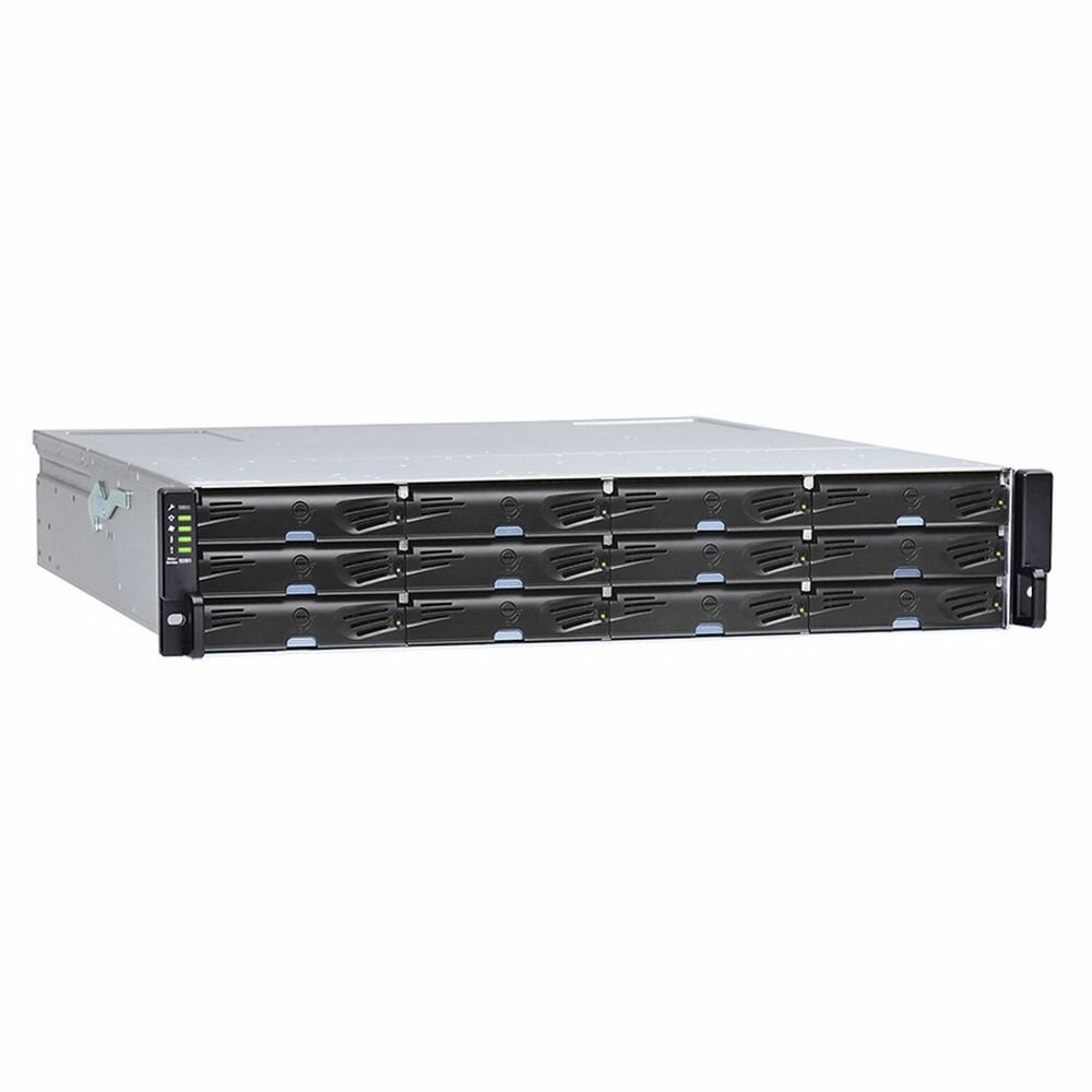 Infortrend Платформа СХД Infortrend EonStor DS1012R2C000B-8U32 (12x3.5, 2U, High IOPS, Dual Redundant Controllers (incl: 2x2GB Cache, 8x1GbE (RJ-45) iSCSI, 2 FREE host board slots, 2x12Gb SAS ext ports, 2x Super capacitor+Flash+FAN module, 2x460W), Rackmo