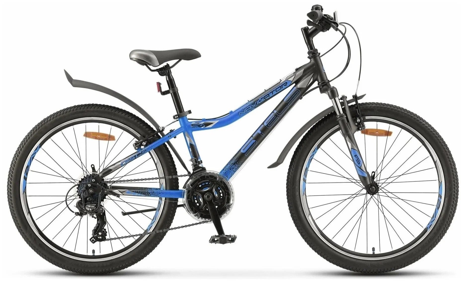 Велосипед STELS NAVIGATOR-410 V 24 21-sp, колесо 24', рост 12', сезон 2023-2024, антрацит/чёрный