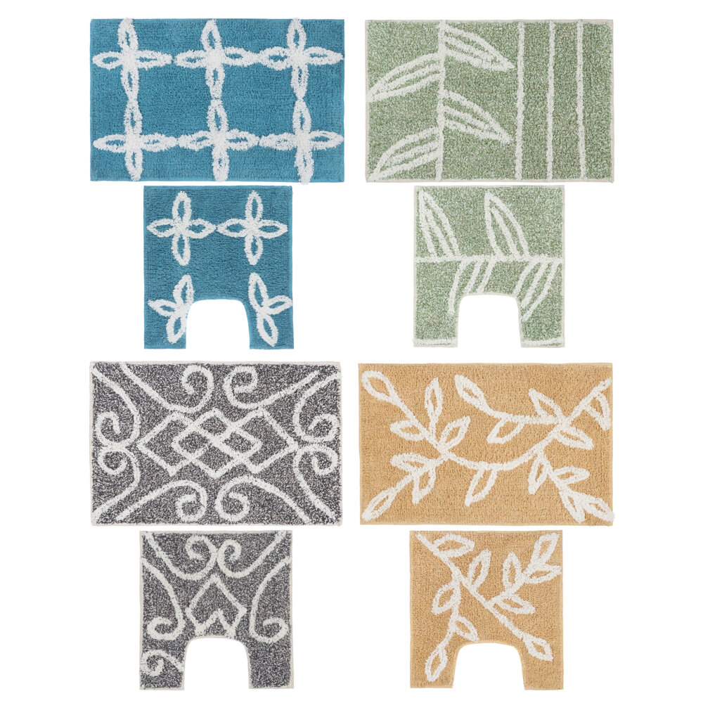 фото VETTA Набор ковриков 2шт для ванной и туалета, хлопок, 60x40см + 40x40см, "Индия", 4 цвета, 4 штуки