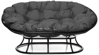 Садовый диван "Мамасан" без ротанга черное с серой подушкой M-Group
