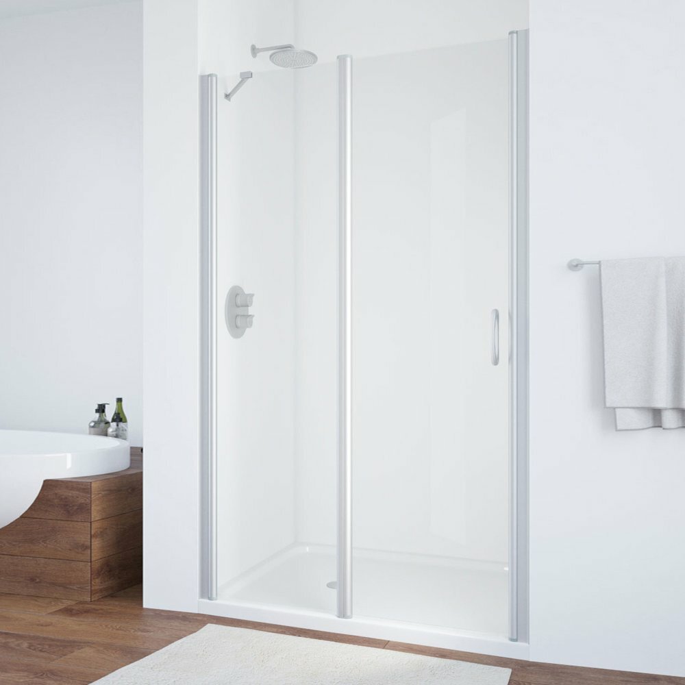 фото Vegas Glass Душевая дверь в нишу Vegas Glass EP-F-1 105 07 01 L профиль матовый хром, стекло прозрачное