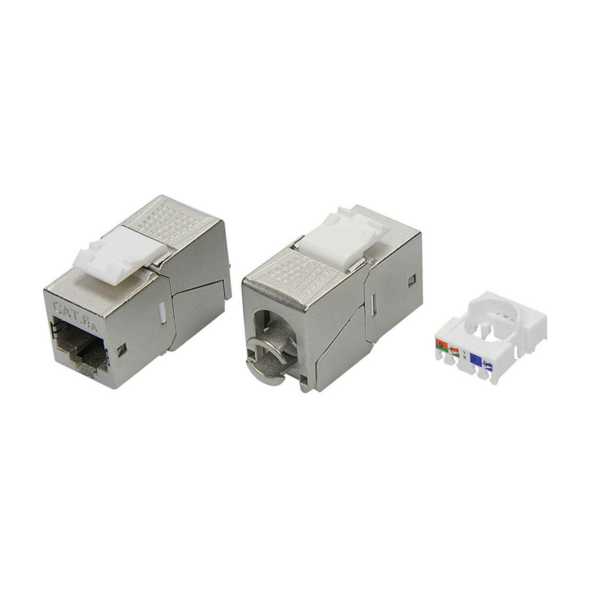 Модуль Keystone RJ45 CAT6A экранированный(STP) 90 градусовсеребристый (форм-фактор S19)